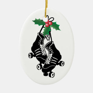 RullDerby flicka, jul som åker skridskor med Julgransprydnad Keramik