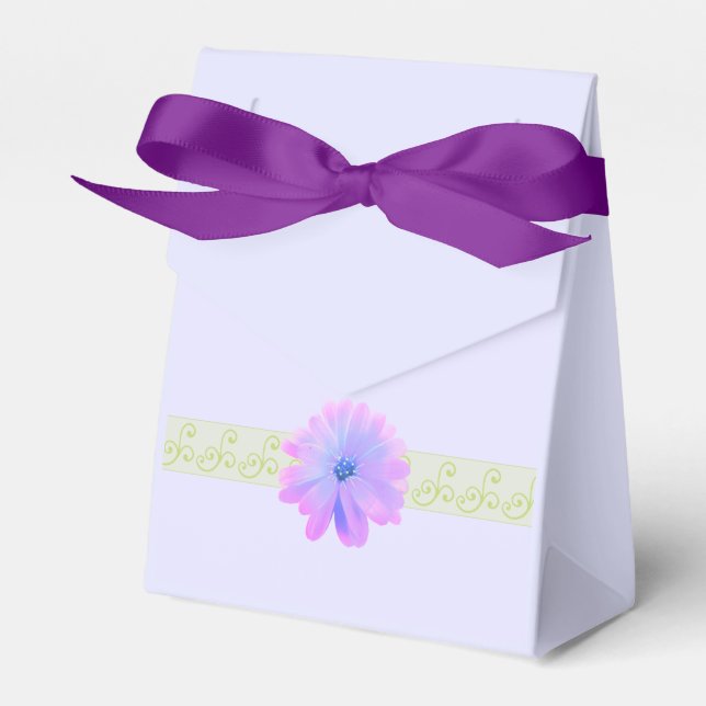 Rulldesign med lila blomma presentaskar (Framsidan Sidan)