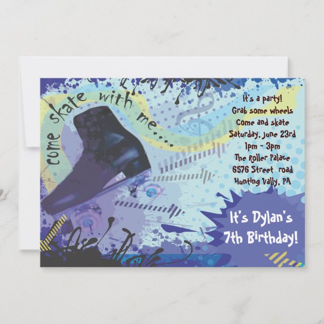 Rulle som åker skridskor inbjudangrattis på inbjudningar (Framsida)