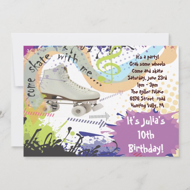 Rulle som åker skridskor inbjudangrattis på inbjudningar (Framsida)