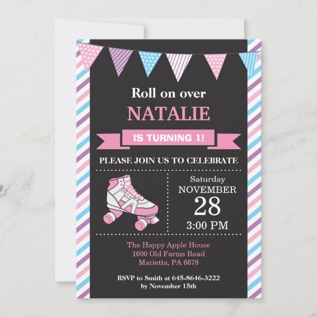 Rulle som åker skridskor inbjudningar (Framsida)