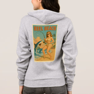Rulle Strand Hajfiske Pinup Retro Kustliv T Shirt