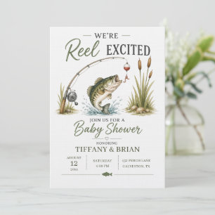 Rulle Upptagen Bass-tema Fiske Baby Shower Inbjudningar