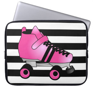 Rullen Derby åker skridskor rosa och svart Laptop Sleeve