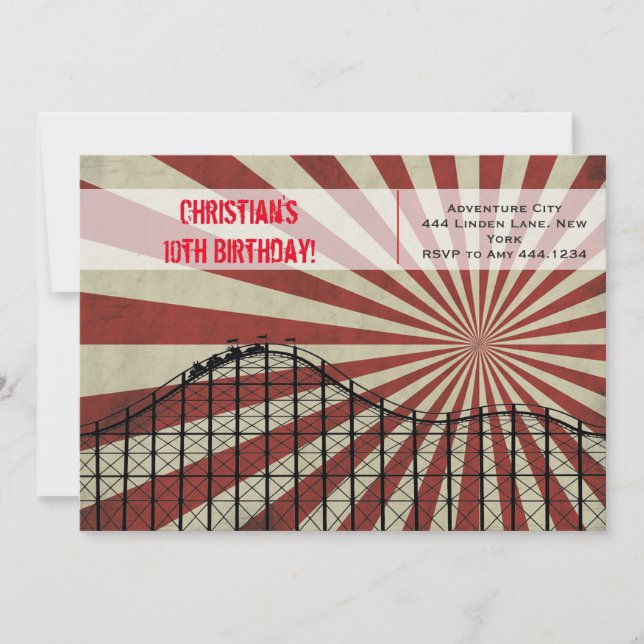 Ruller från Amusement Park Underlägg inbjudan till (Framsida)