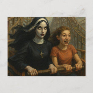 Rullercoaster Ride Scary Nun and Child Vykort
