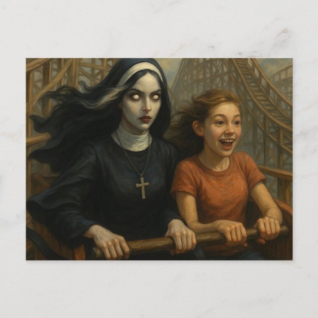 Rullercoaster Ride Scary Nun and Child Vykort (Framsida)