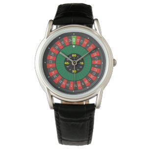 rullhjul, svart läder armbandsur