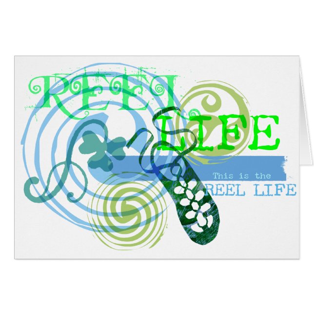 Rullliv i blått hälsningskort (Framsidan Horizontal)