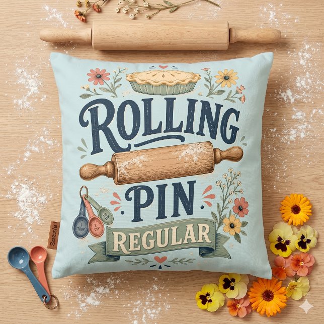 RullningsPinne Regelbunden Stugbakarstyl Kudde (Rolling Pin Regular Cottage Baker Throw Pillow)