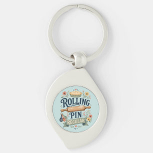 RullningsPinne Regelbunden Stugbakarstyl Swirl Silverfärgad Nyckelring