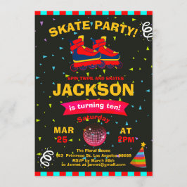 Rullschackbrädets konfetti-Födelsedagsfest Inbjudningar