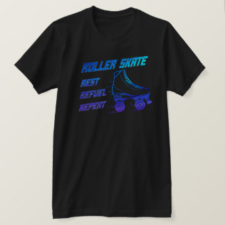 Rullskal, vila, bränsle, upprepa t shirt