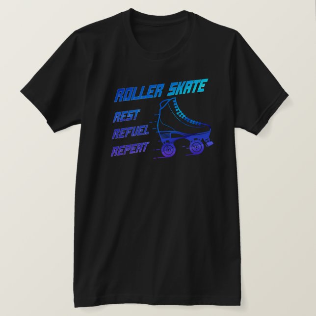 Rullskal, vila, bränsle, upprepa t shirt (Design framsida)