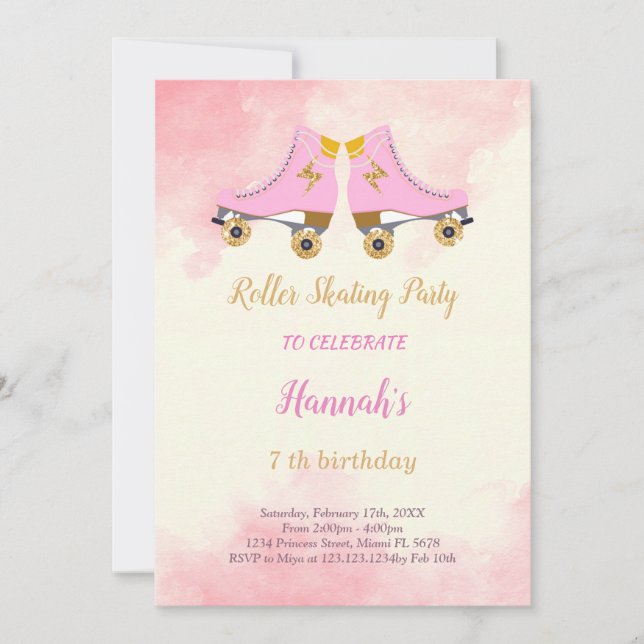 Rullskridsko födelsedagsinbjudan inbjudningar (Framsida)