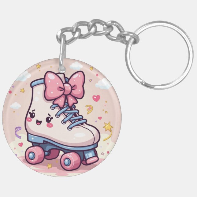 Rullskridsko Glitter – Kawaii Pastell Skate Nyckel (Vänster Baksida)