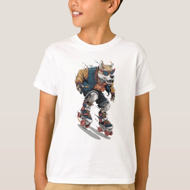 Rullskridsko hund t shirt (Framsida)