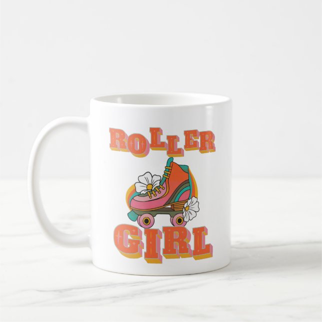 rullskridskoåkare tjej vintage rullskridskoåkning kaffemugg (Vänster)