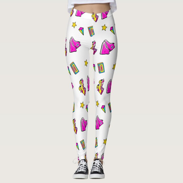 Rullskridskor rosa och vit leggings (Framsida)