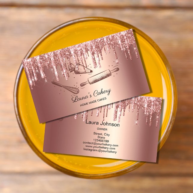 Rullstift & vaskkaka Bakery Dripping Guld Visitkort (Skapare uppladdad)