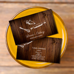 Rullstift & vaskkaka Bakery Rustic Wood Visitkort