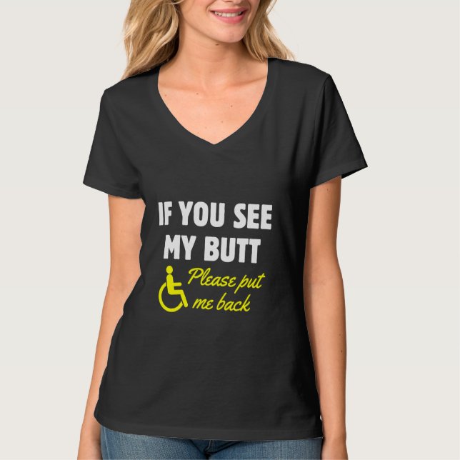 Rullstolens Humor Handicap Disability Amputation T Shirt (Framsida)