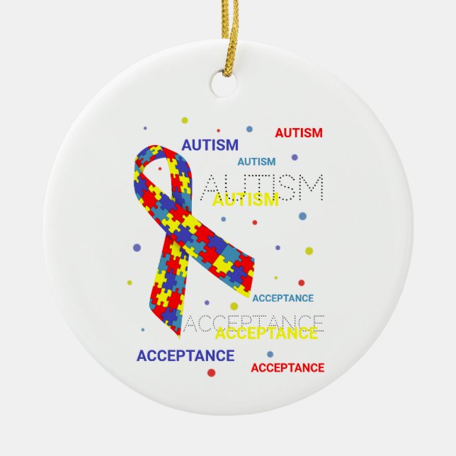 Rullstolpar för Autism Acceptance-band för keramis Julgransprydnad Keramik (Framsidan)