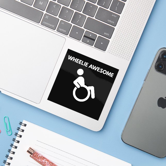 Rullstols Super Rolig Klistermärken (Laptop med iPhone)