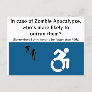 Rullstolsanvändare rymmer i Zombie Apocalypse Vykort