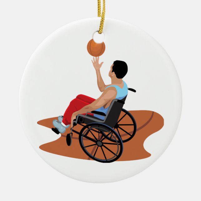 rullstolsbasket julgransprydnad keramik (Framsidan)