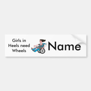 Rullstolsflicka i Heels Bumper Sticker Bildekal