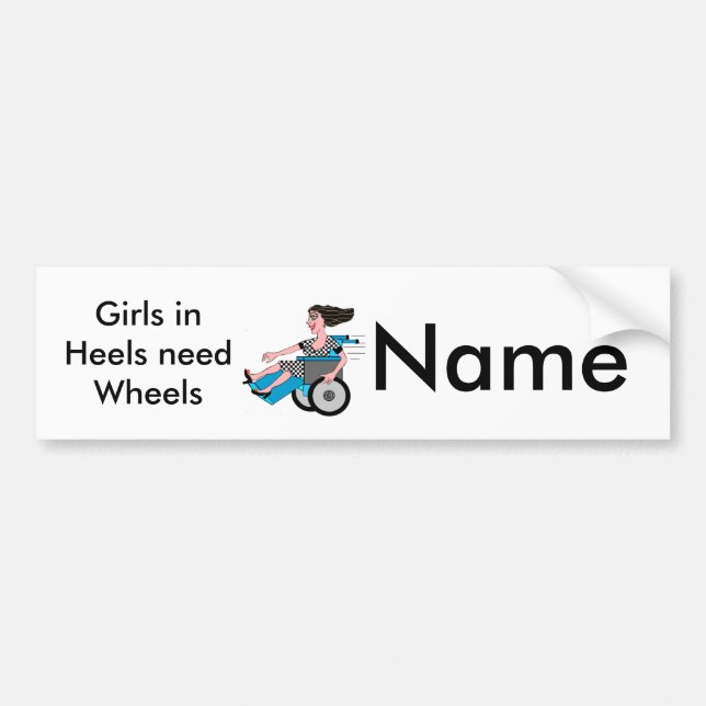 Rullstolsflicka i Heels Bumper Sticker Bildekal (Framsidan)
