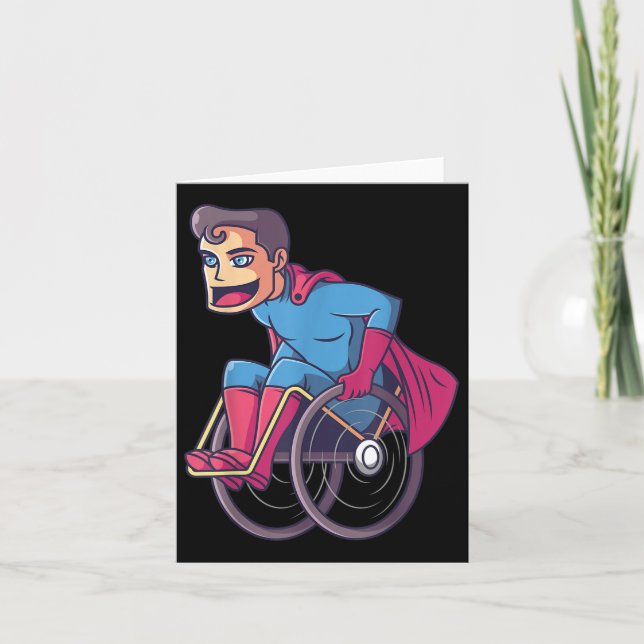 Rullstolsuperhjälte Jag är Amputerad Handikapp Fun Kort (Framsida)