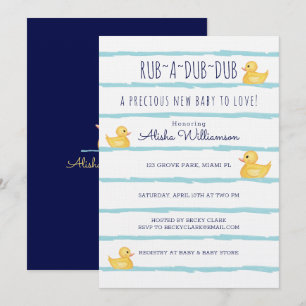 Rum-A-Dub-Dub-Gult Rubber Ducky Baby Shower Inbjudningar