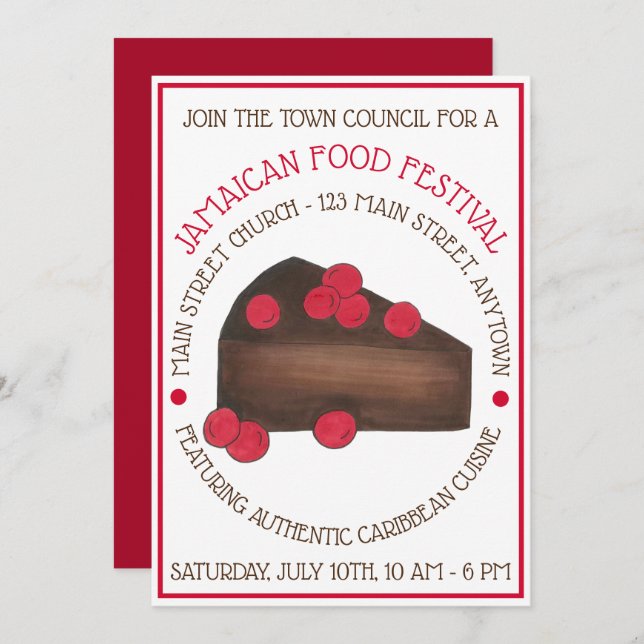 Rum Cake Jamaican Caribbean Food Festival Inbjudningar (Fram/baksida)