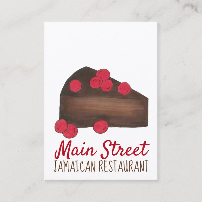 Rum Cake Jamaican Caribbean Food Restaurant Chef Visitkort (Framsida)