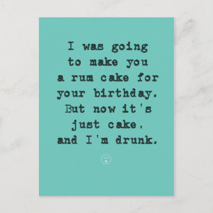 Rum Cake Plans Foiled / Jag är Drunk Vykort