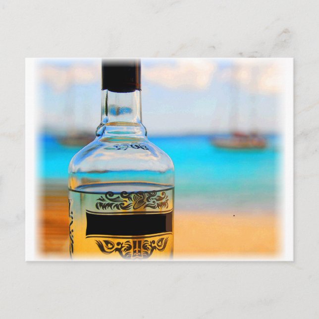 Rum Flaska på Beach Vykort (Framsida)