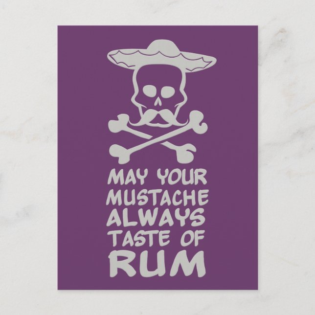Rum Mustache anpassningsbar färg vykort (Framsida)