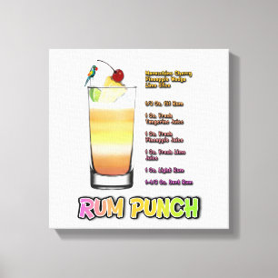 RUM SLÅR "Cocktail Recipe Art 12"'12" Canvastryck