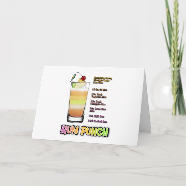 RUM SLÅR Cocktail Recipe Art Kort (Framsida)