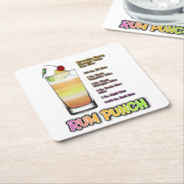 RUM SLÅR Cocktail Recipe Art Underlägg Papper Kvadrat