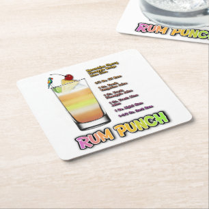 RUM SLÅR Cocktail Recipe Art Underlägg Papper Kvadrat