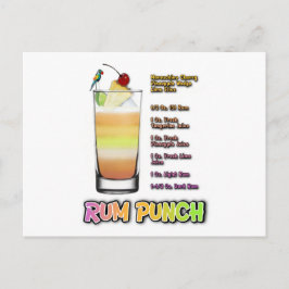 RUM SLÅR Cocktail Recipe Art Vykort