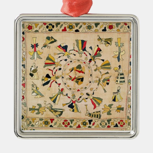 Rumal: kvadrera broderi täcker visningpunjabien julgransprydnad metall (Framsidan)