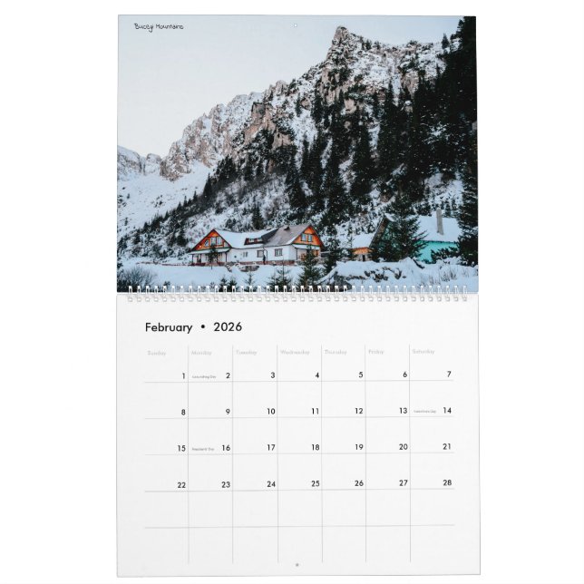 Rumänien 2024 Två stora kalender, vit Kalender (Feb 2026)