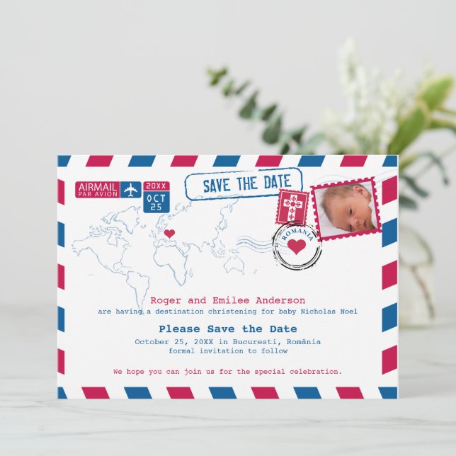 Rumänien Christening Baptism Spara datum Datumet (Stående Fram)