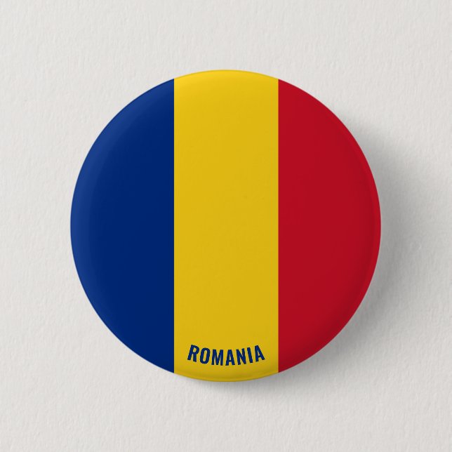 Rumänien Flagga Charming Patriotic Knapp (Framsida)