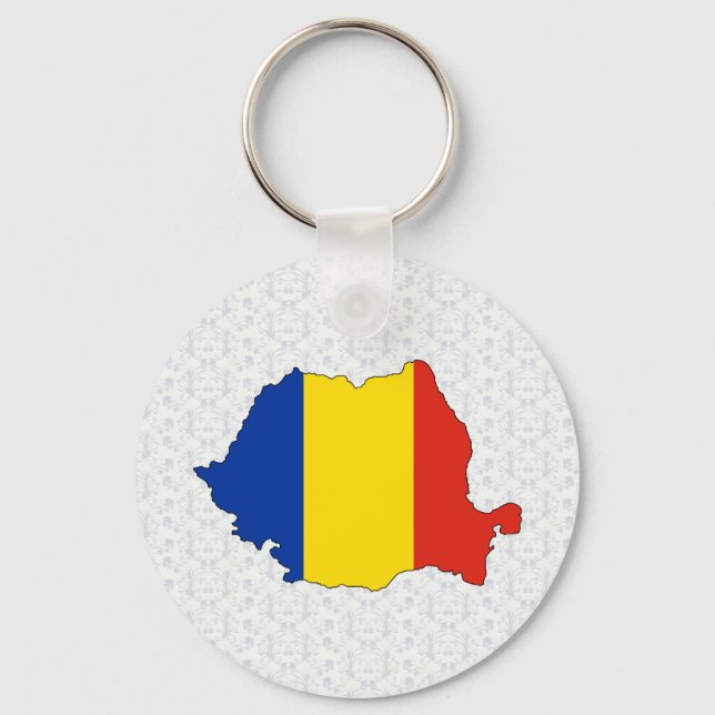Rumänien Flagga fullt storlek Nyckelring (Framsida)
