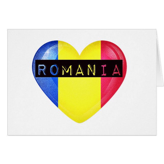 Rumänien Flagga Heart Hälsningskort (Framsidan Horizontal)